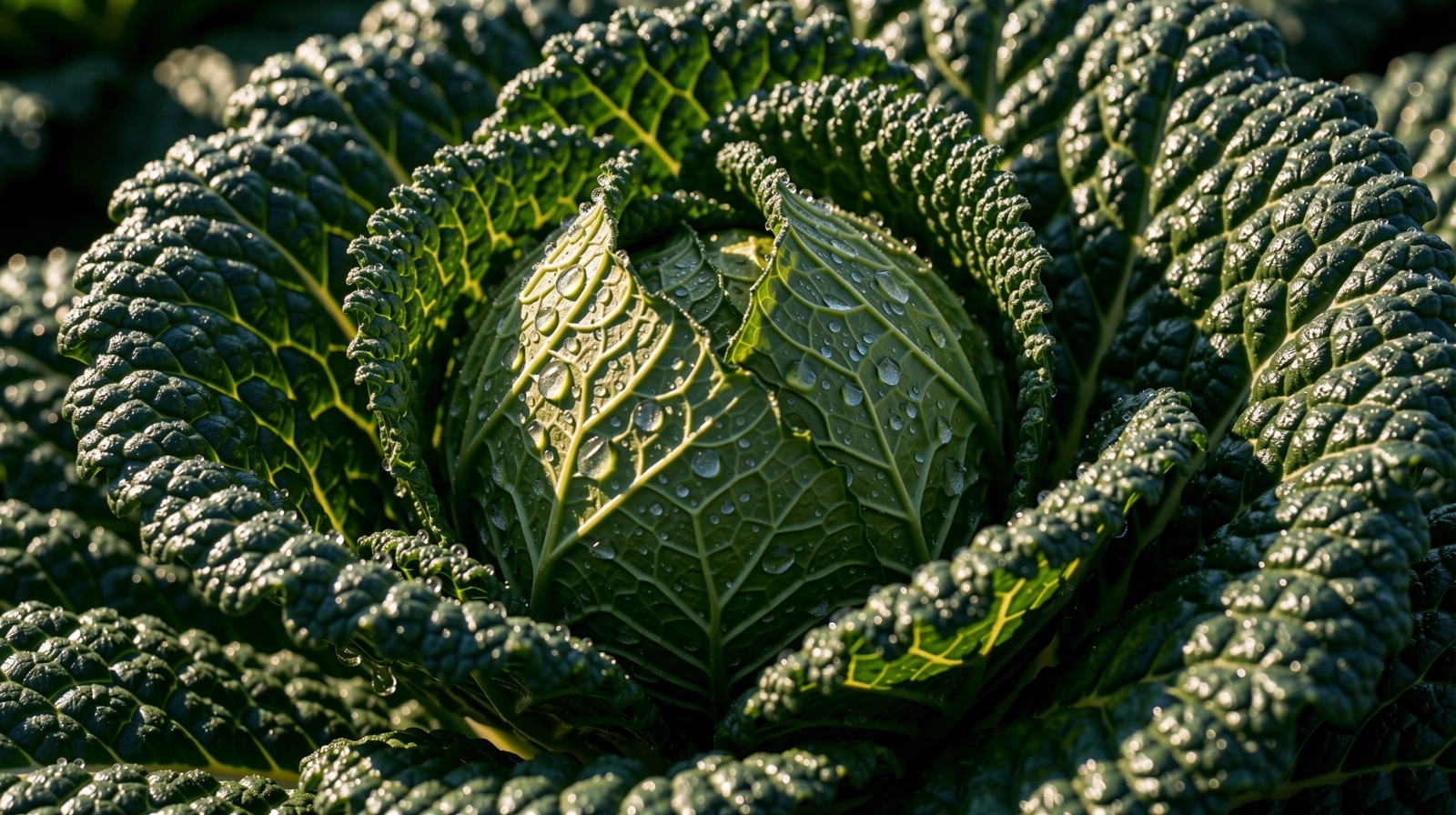 Macro detail of fresh kale leaves